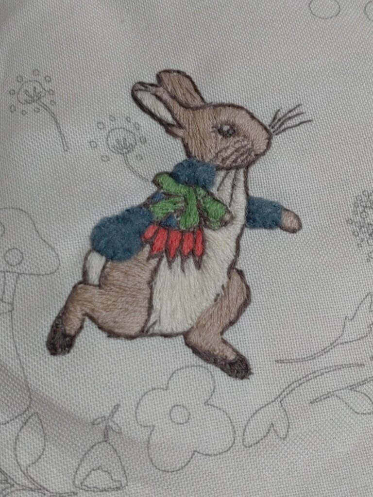 ピーターラビットの刺繍